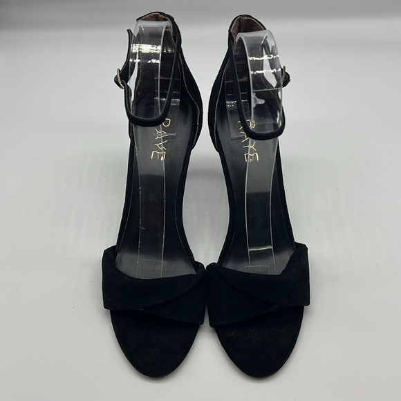 RAYE - Jennifer Black Suede Twist Open Toe Adjustable Ankle Straps Heels Size 9 - Picture 3 of 14